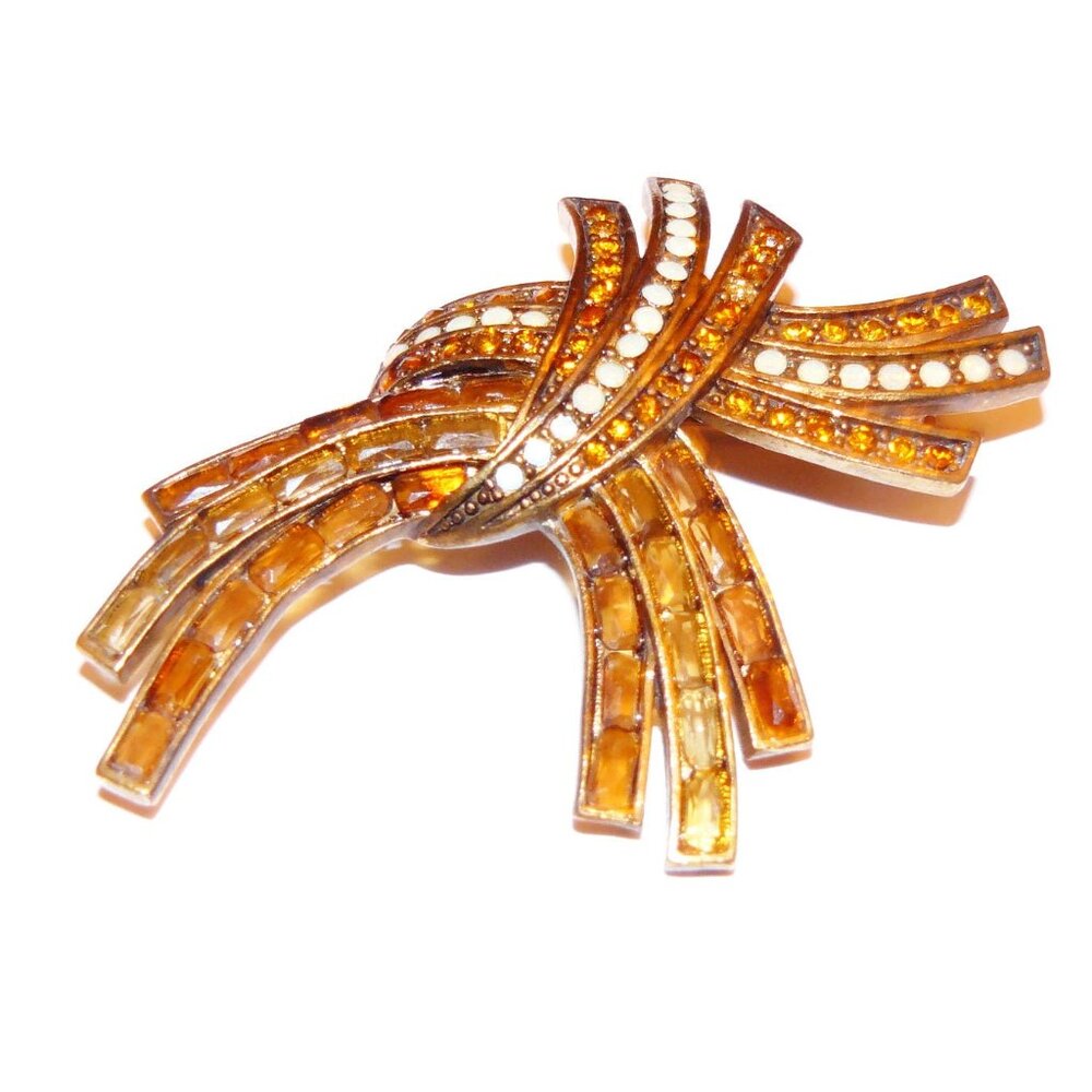 Copper‎ Color Rhinestone Brooch - Picture 2 of 5